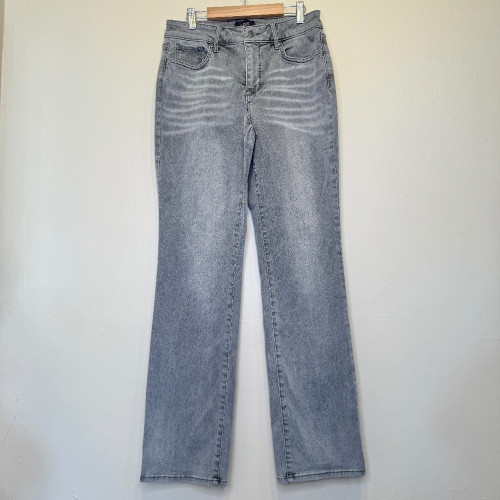 NYDJ | Marilyn Straight Lift X Tuck Technology Grey Wash Denim Stretchy Jeans - Picture 4 of 15